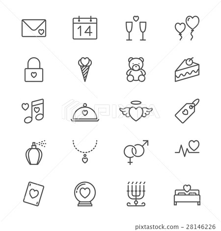 Valentine day thin icons 28146226