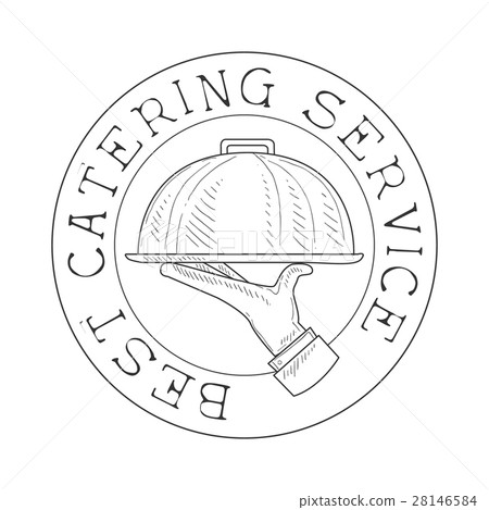 Round Best Catering Service Hand Drawn Black And 28146584