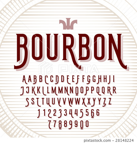 Decorative typeface on wooden barrel 28148224