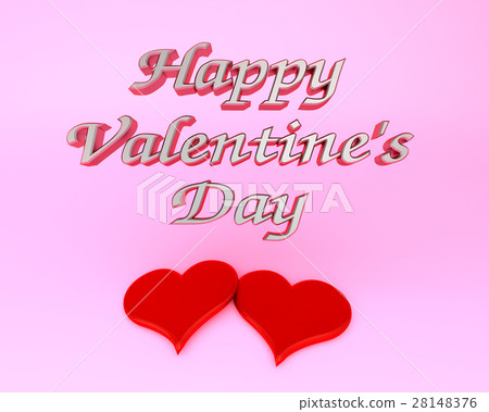 Happy Valentine's Day hearts pink 3D illustration Happy Valentine's Day hearts pink 3D illustration 28148376