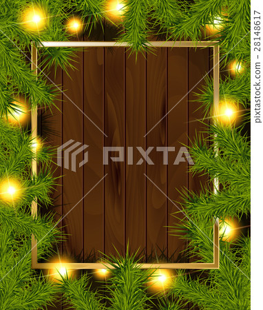 Frame of detailed Christmas tree branches - Stock Illustration ...