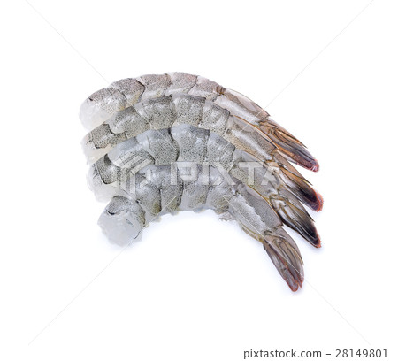 Raw prawns isolated on white background 28149801