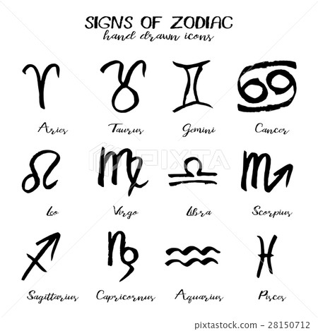 Set of signs of Zodiac in hand drawn style 28150712
