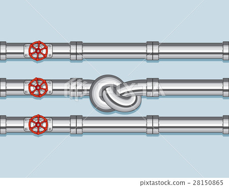 Pipeline with Three pipe and one Tied in a Knot Pipeline with Three pipe and one Tied in a Knot 28150865