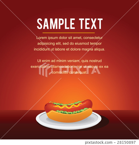 Fast Food Vector Background Template. Hot Dog 28150897