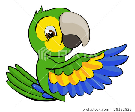 图库插图 cartoon parrot pointing around sign