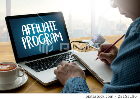 AFFILIATE PROGRAM Thoughtful male person AFFILIATE PROGRAM Thoughtful male person 28153180