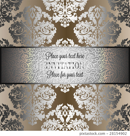 Baroque background with antique, luxury silver and 28154902