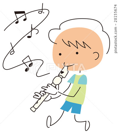 Boy practicing recorder 28155674