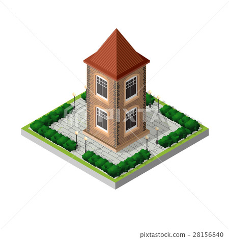 Retro isometric country house - Stock Illustration [28156840] - PIXTA