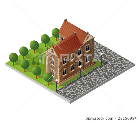 Retro isometric country house - Stock Illustration [28156954] - PIXTA