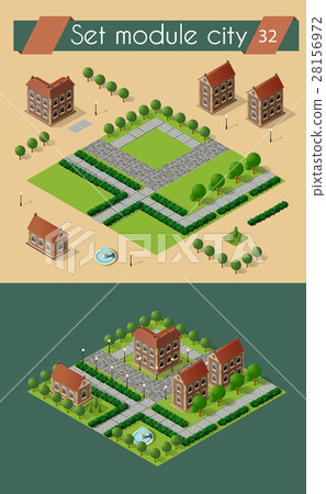 Retro isometric country house - Stock Illustration [28156972] - PIXTA