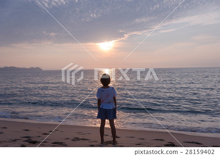 Sunset with the sea and the girl Sunset with the sea and the girl 28159402