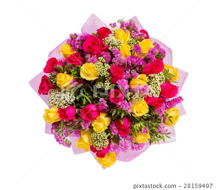 Bouquet of flowers top view on white background Bouquet of flowers top view on white background 28159497