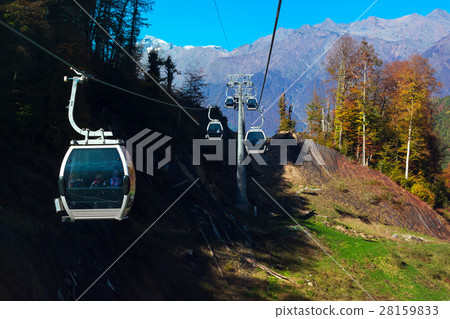Funicular railway in ski resort Krasnaya Polyana 28159833
