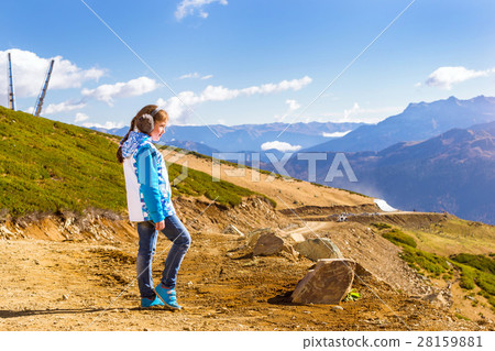 Girl with pigtail, mountain landscape, Sochi Girl with pigtail, mountain landscape, Sochi 28159881