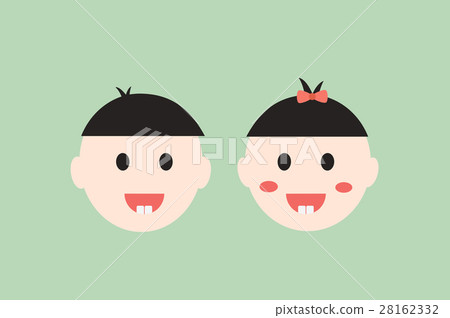 baby boy and girl smiling and show first teeth baby boy and girl smiling and show first teeth 28162332