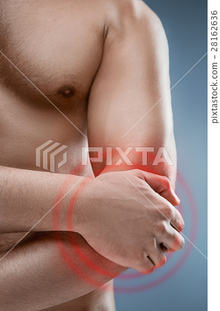 Man With Pain In Elbow. Pain relief concept Man With Pain In Elbow. Pain relief concept 28162636