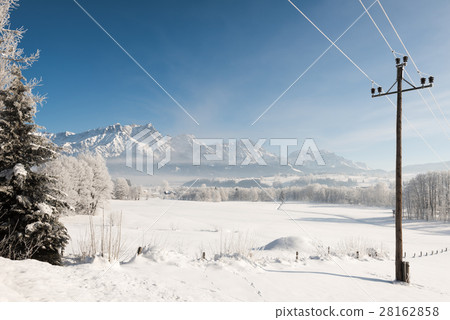 Austrian Winter Wonderland with mountains, a power Austrian Winter Wonderland with mountains, a power 28162858