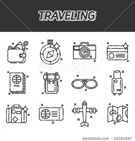 Travel Icons Set flat design 28162887