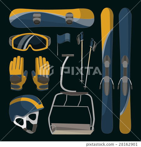 Vector set of Ski and Snowboard equipment icons - Stock Illustration ...