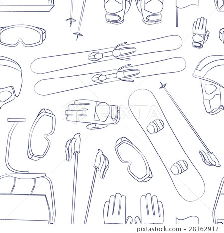Vector set of Ski and Snowboard equipment pattern - Stock Illustration ...