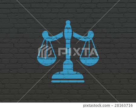 Law concept: Scales on wall background Law concept: Scales on wall background 28163716
