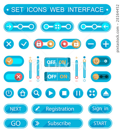 Blue Buttons and Switches in a minimalist style Blue Buttons and Switches in a minimalist style 28164452