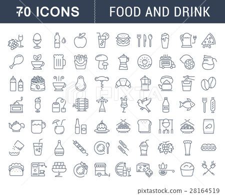 Set Vector Flat Line Icons Drinks and Food 28164519