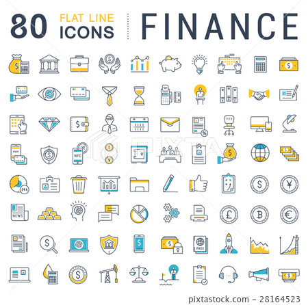 Set Vector Flat Line Icons Finance - Stock Illustration [28164523] - PIXTA
