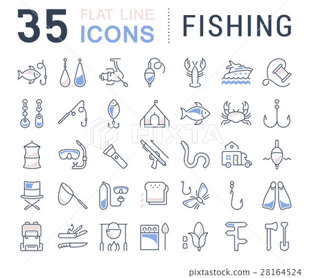 Set Vector Flat Line Icons Fishing - Stock Illustration [28164524] - PIXTA