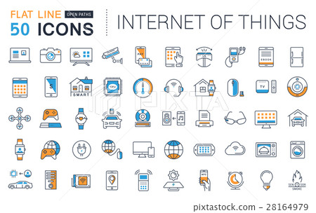 Set Vector Flat Line Icons Internet of Things 28164979