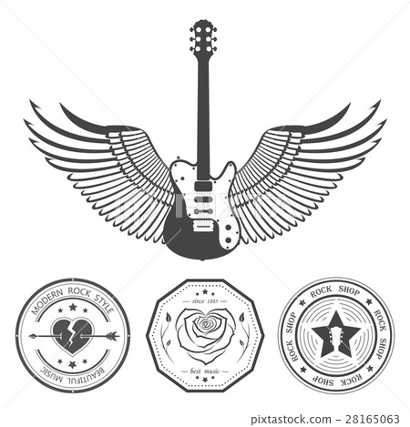 Set of vintage logos  rock music and rock and roll 28165063