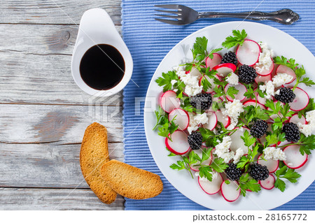 parsley, blackberry, radish, goat cheese salad 28165772