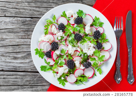radish, blackberry, goat cheese and parsley salad 28165778