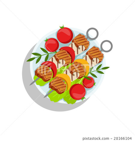 Pork Skewers With Mushrooms And Pepper 28166104