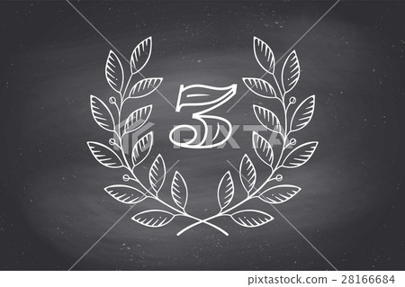 Laurel wreath icon with number Three Laurel wreath icon with number Three 28166684