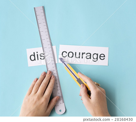 Dicourage Impatient Hands Cut Words Split Concept 28168430