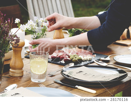 Woman Preparing Table Dinner Concept 28170116