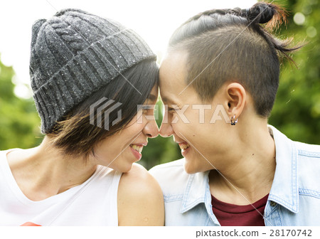 LGBT Lesbian Couple Moments Happiness Concept 28170742