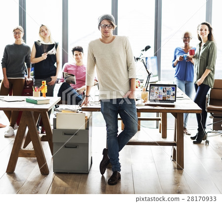 Business Team Brainstorming Workspace Concept 28170933