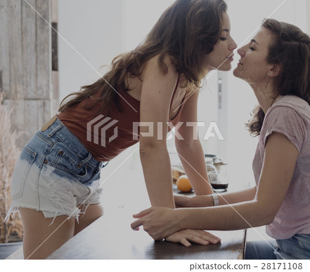 Lesbian Couple Together Indoors Concept 28171108