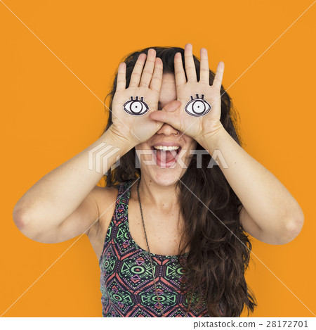Woman Cheerful Studio Portrait Concept 28172701