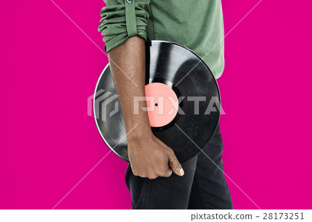 Man Holding Vinyl Retro Concept Man Holding Vinyl Retro Concept 28173251