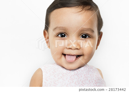 Cheerful Little Girl Happy Smiling Studio Concept 28173442