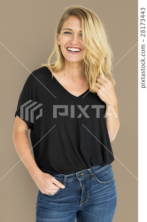 Woman Cheerful Studio Portrait Concept Woman Cheerful Studio Portrait Concept 28173443