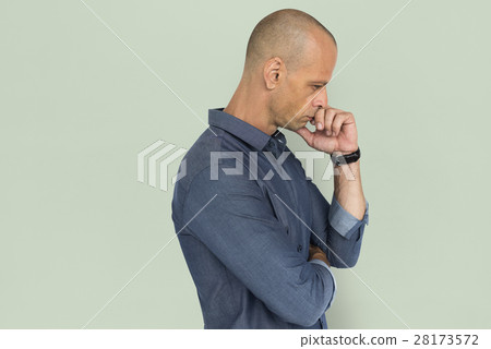 Man Concentrated Emotion Stress Problem Concept Man Concentrated Emotion Stress Problem Concept 28173572