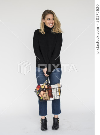 Woman Standing With Basket Concept 28173620