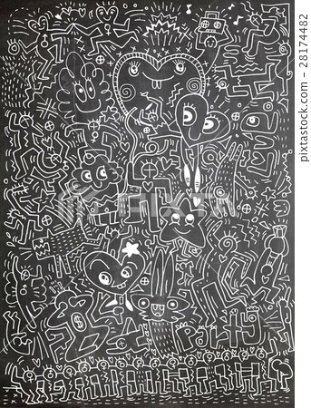hand drawn love doodles party, dance and drink hand drawn love doodles party, dance and drink 28174482