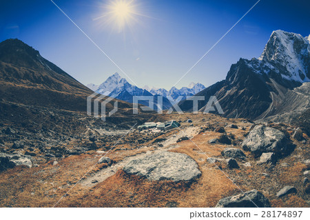 mountain landscape on the way to everest base camp mountain landscape on the way to everest base camp 28174897